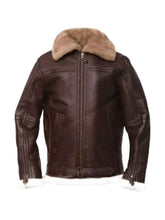 Men Brown Bomber Leather Jacket